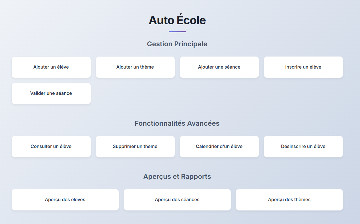 Site de gestion d'auto-école