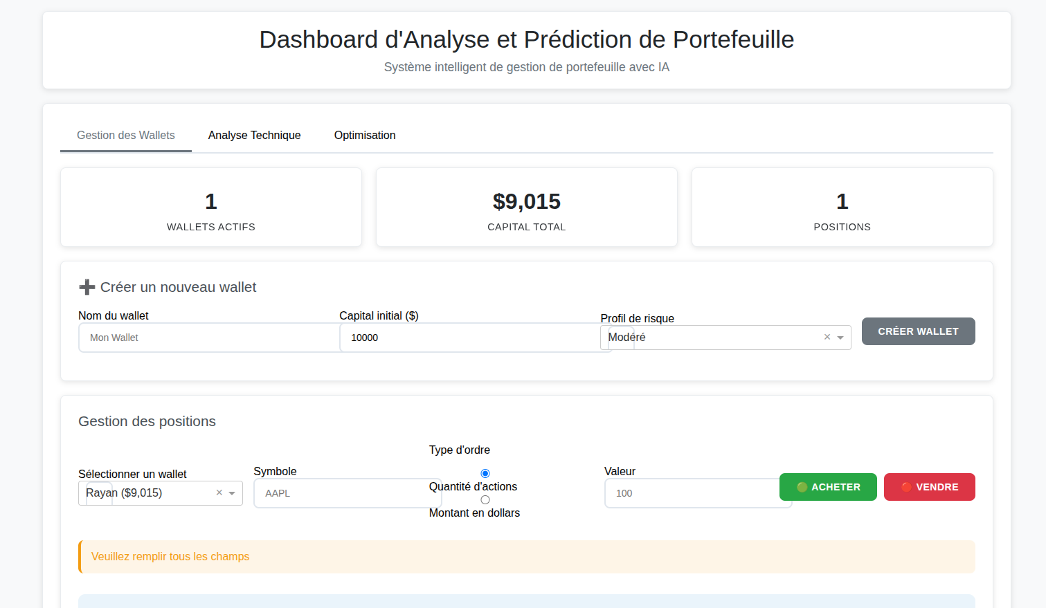 Outil de prédiction sur les marchés financiers